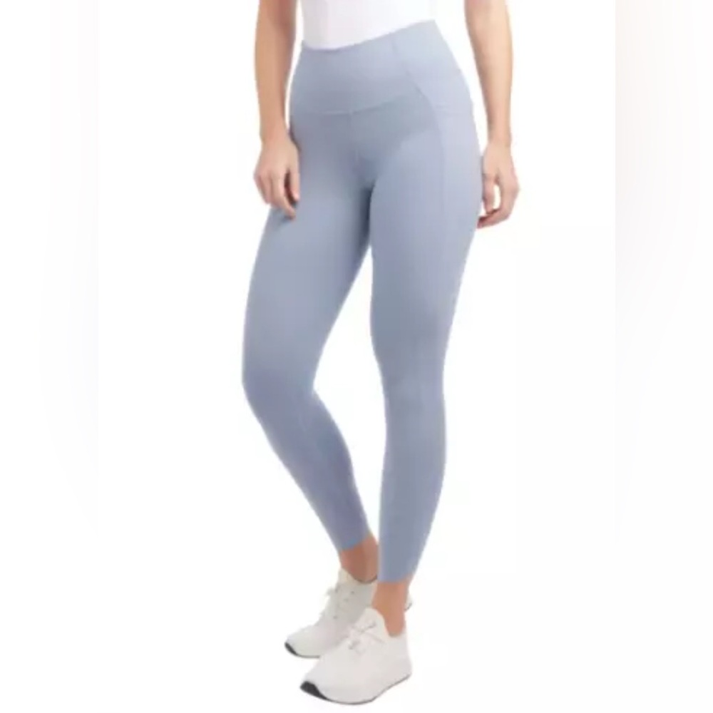 Danskin Ladies' High Rise Brushed Legging, No Slip,Side Pockets, Nebula BLUE